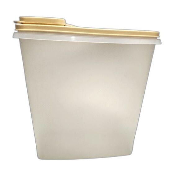 Vintage Tupperware White & Tan Super Cereal Keeper w/ Lid & Cap 10.25"X8.25"X5" - Picture 3 of 11